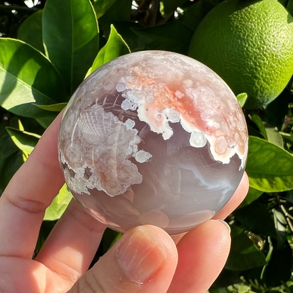Flower Agate Sphere With Banding - Picture 1 of 10